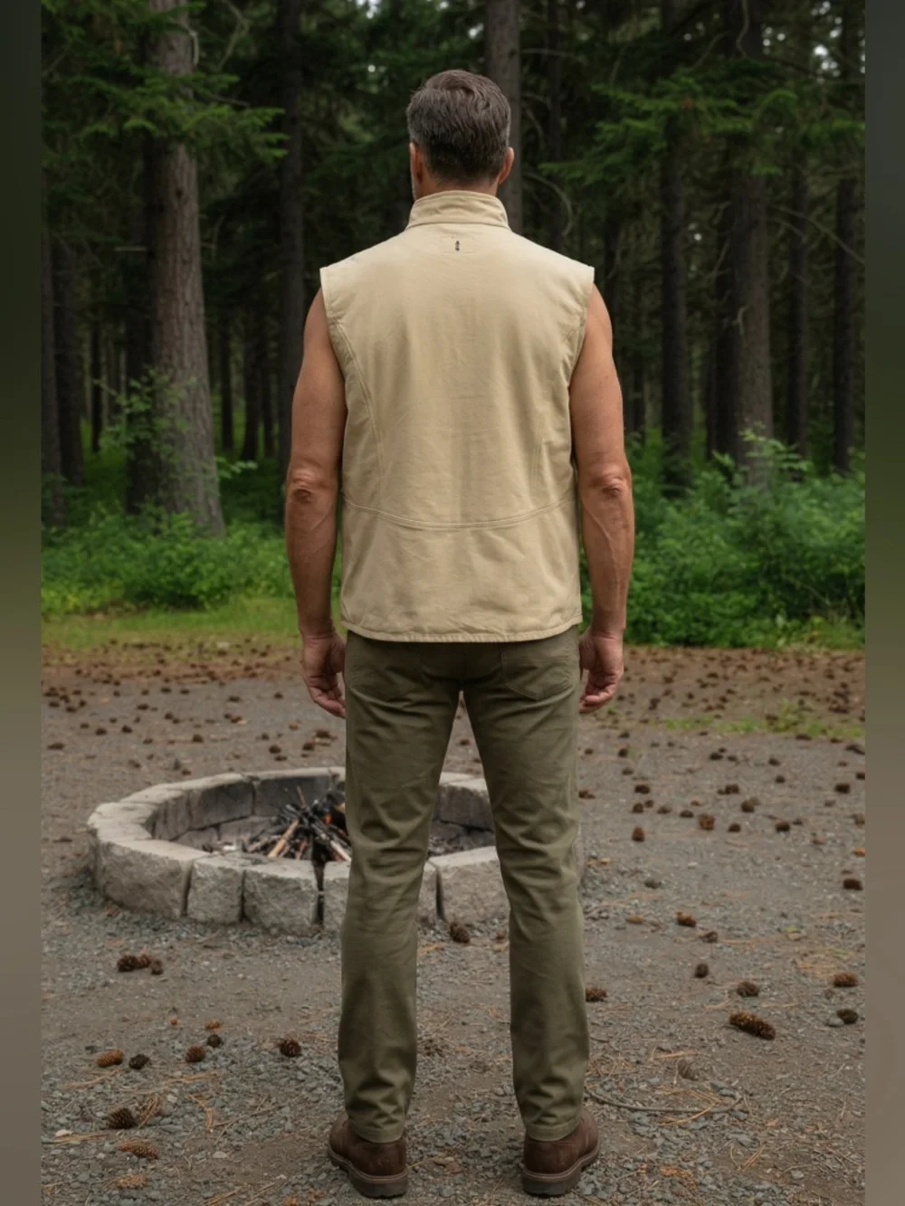 Men's Beige Quilted Vest